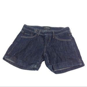 Women Denim Shorts Cuffed Hem Size 26 Dark Wash